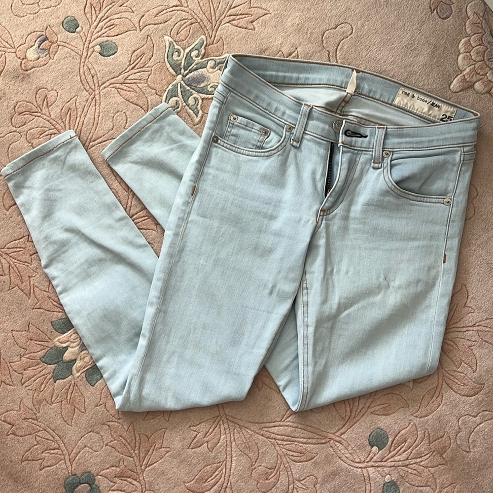 Rag & Bone light wash White Water skinny jeans